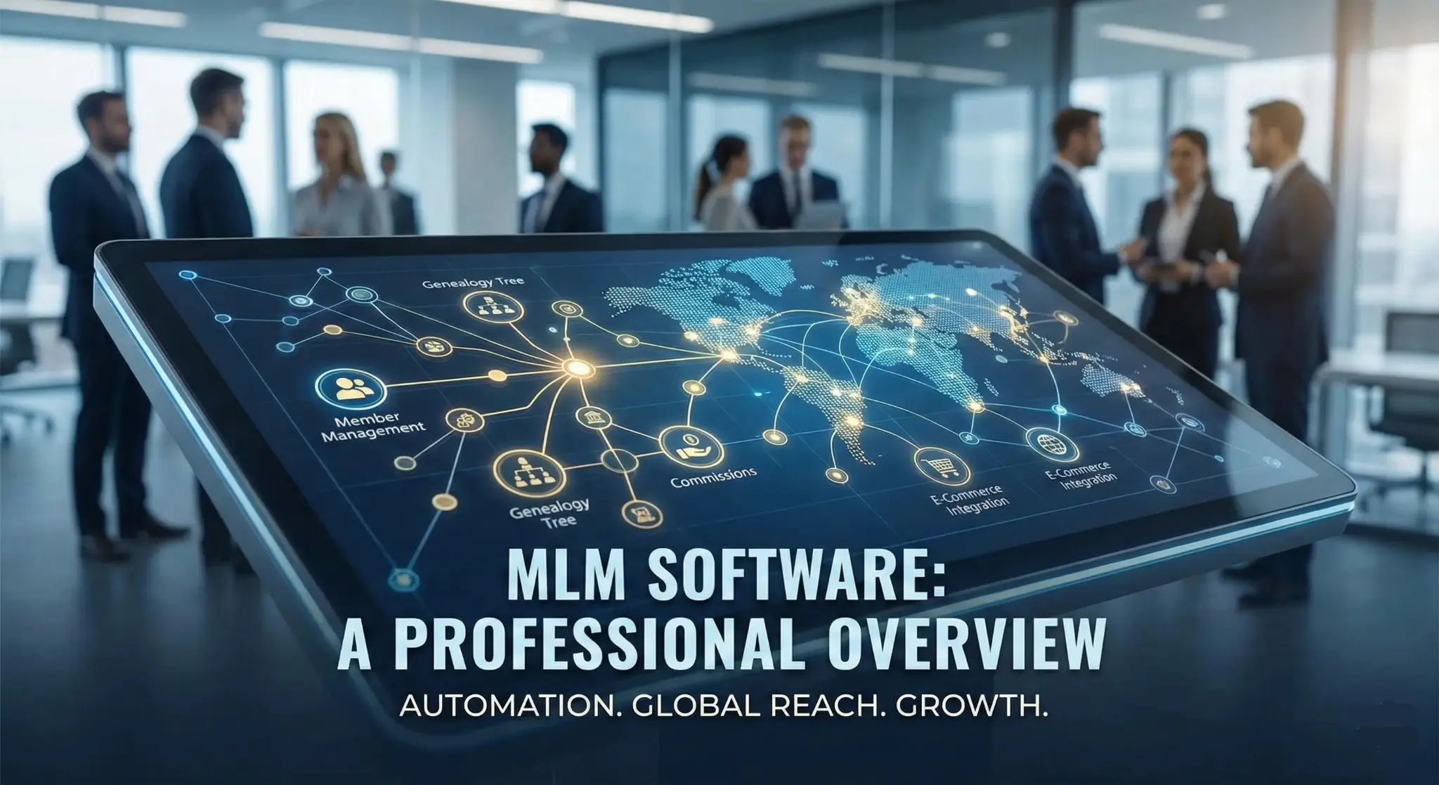 Explaining what MLM software is and how it manages network marketing, commissions, and distributor hierarchy