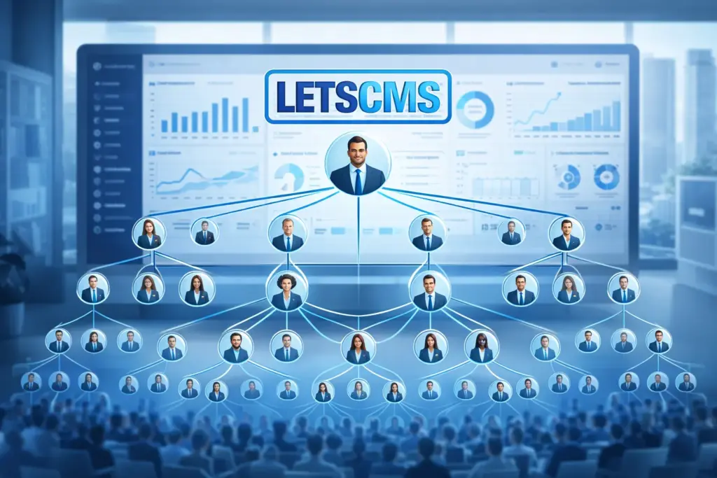 Unilevel MLM software showing scalable network marketing structure