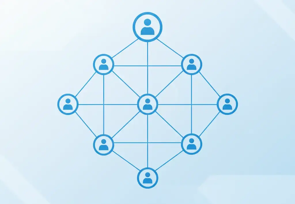 Matrix MLM compensation plan showing fixed width and depth network structure