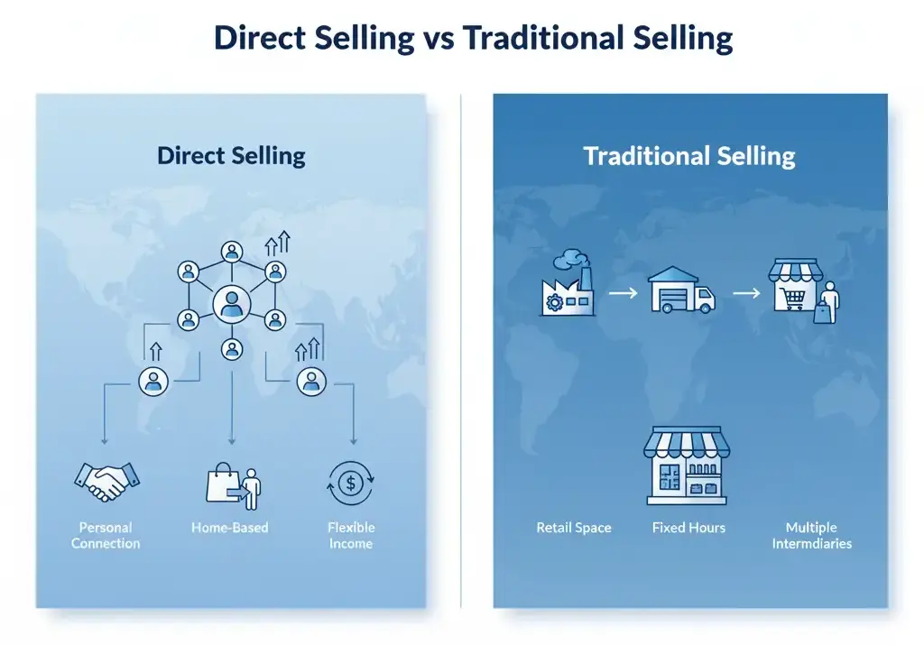 Direct Selling vs Traditional Selling Comparison Graphic