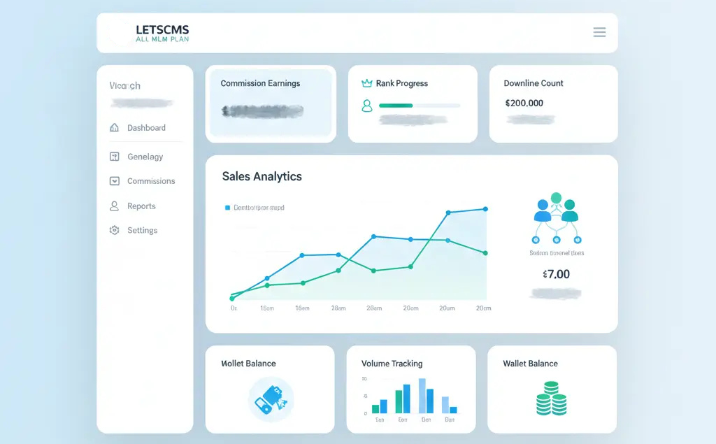 MLM distributor dashboard connected with Shopify MLM software